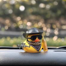 1件套可爱啤酒鸭造型汽车装饰摆件，复古酷炫黑色鸭子雕像摆件，可收藏小摆件，适用于汽车仪表盘/摩托车/自行车装饰 | 可爱的汽车内外装饰配件 - 黃色 - 查看 2