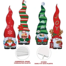 4 Large Christmas Gnome Garden Signs With Stakes Outdoor Christmas Gnome Decorations Festive Giant Gnome Christmas Ornaments Perfect For Outdoor Gardens, Yards, And Lawns Christmas Party Supplies - Multicolor - View 6