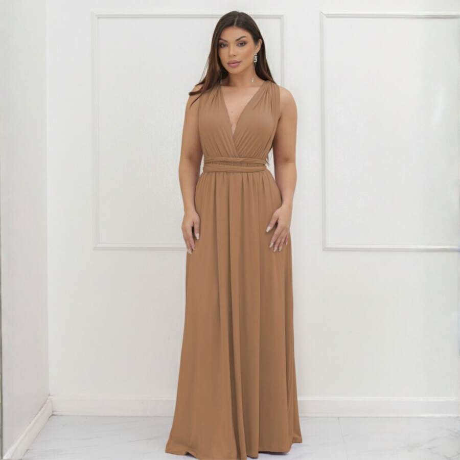 Women Dresses - 卡其色 - 查看 1