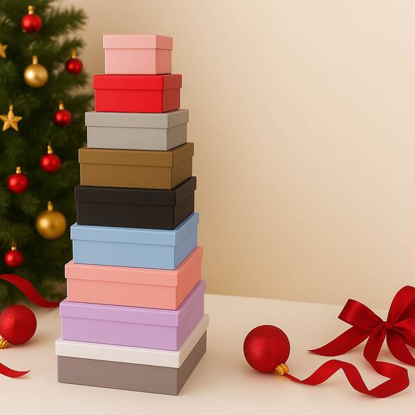 NICE LIFE 10-teiliges einfarbiges Geschenkbox-Set, elegante wiederverwendbare rechteckige Papierboxen für Party, Hochzeit und Feiertags-Geschenkverpackung