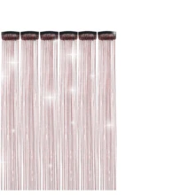 6pcs Shiny Hair Clips, 23.6 Inch Sequin Hair Extensions Clips, Heat Resistant Glitter Hair Accessories, For Women (Red) - Red - View 9