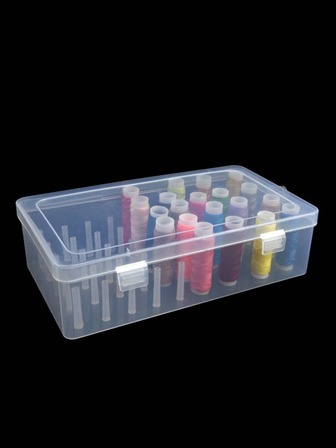 1pc 42 Spool Sewing Thread Storage Box, A Clear Plastic Spool Holder, An Embroidery Storage Box,Embroidery Sewing Kit Box, Portable Large Capacity Needle Case, Hand-Held Sewing Box For DIY Sewing, Embroidery, Quilting Accessories.
