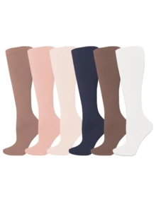 6Pairs Copper Ion Sports Compression Socks Men Women Cycling Football Pressure Socks Basketball Socks Protection Solid Color Long Socks - 彩色 - 查看 8