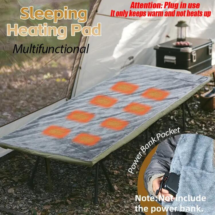 160x70厘米/63x27.5英寸 USB加热毯，户外露营加热睡袋毯，便携式披肩毯，8个加热区，3档加热速度，10小时自动断电，办公室加热膝毯，四季皆宜 - 彩色 - 查看 2