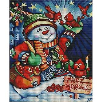 ZUOANLF 1 Set [30 * 40cm/11.8 * 15.7in] [40 * 50cm/15.7 * 19.7in] Frameless 11CT/14CT Printed Fabric Cross Stitch DIY Set, Christmas Snowman, Suitable For Adult Beginners To Relax DIY Embroidery Set, Including Printed Fabric, Needles, Threads, Drawings And Instructions. Handmade Artworks, Home Wall Decorations, Gifts