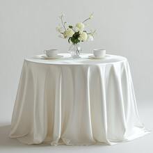 1Pc White Satin Tablecloth Square Wedding Banquet Table Cover For Party, Reception & Event Decor, Wrinkle-Resistant Fabric