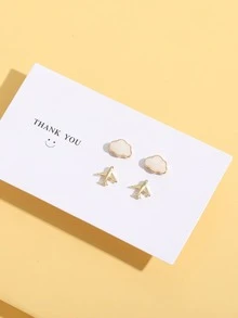 2pairs Cloud Design Stud Earrings - Multicolor - View 4