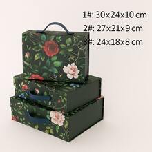 NICE LIFE 3 Stücke Blumen Koffer Geschenkbox Set, dekorative Papier Aufbewahrungsboxen mit Griff für Hochzeit, Geburtstag und Feiertags Geschenke - Olivgrün - Übersicht 8