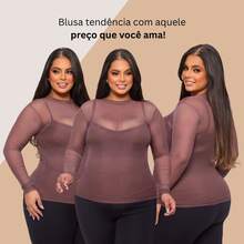 Women's Long-Sleeved Transparent Tulle Blouse - Versatile - 灰褐色 - 查看 4