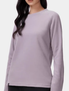 CAMEL CROWN Women's Outdoor Fleece Jacket, Autumn/Winter Fleece-Lined Long-Sleeved T-Shirt, Fleece Top, Crew Neck Base Layer, Loose Sweatshirt - Cloud Purple - View 4