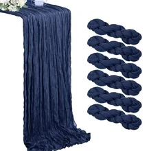 5pcs Navy Blue Pleated Table Runner, Folding Tablecloth, Festive Birthday Decor Wedding Decor Holiday Home Decor Party Room Table Decoration Dark Blue Table Cloth, Table Flag, Solid Color Table Cover, Birthday Decor Wedding Decor, 2025 New Year Decor, Party Favor