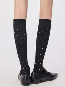 Japanese-Style Polka Dot Calf Socks For Women, Suitable For Spring, Autumn, And All Seasons; Versatile Long Socks, Korean-Style Retro Versatile Polka Dot Stacked Design. - Multicolor - View 2