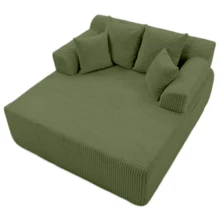 Bosmiller 58" Chaise Lounge Chair Indoor, Oversized Corduroy Boneless Sleeper Sofa Bed With Armrests & 4 Pillows, No Assembly For Living Room, Green - màu xanh lá - Xem 8