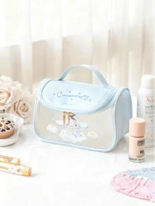Cinnamoroll Large Capacity Makeup Bag, Light Blue with Star Pattern & Cute Bunny Design, Transparent Front for Quick Access, Durable & Spacious for Travel Essentials, Perfect for Teens & Adults. - 玉桂狗 - 查看 5