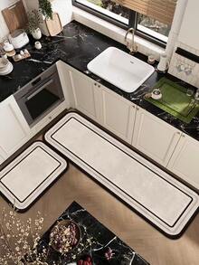 1入組豪華風格矽膠廚房墊，具有線條方塊與漸層圖案。緩震，防疲勞，吸水，快速乾燥，防滑墊，適用於廚房，浴室，入口，洗衣房等，房間裝飾 - 彩色 - 查看 11