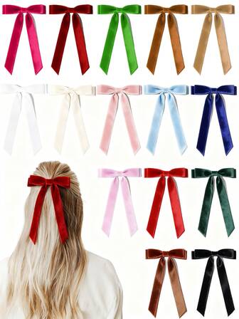 10/5/1 件随机天鹅绒圣诞蝴蝶结装饰发夹，适合日常佩戴，适合女孩发型，休闲可爱，情人节主题，蝴蝶结发夹，发卡，冬季女装，蝴蝶结，圣诞发带，圣诞配饰，女士发饰，发夹