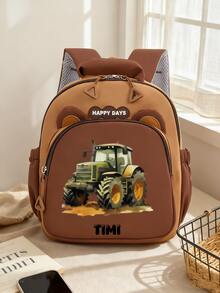 1pc Customizable Name Backpack. Cute Cartoon Excavator/Car Backpack, Sports Backpack, With Adjustable Shoulder Straps. Suitable For School, Activity Classes, Work, Commuting, Shopping And Outdoor Leisure. An Ideal Gift For Dance Enthusiasts. - Multicolor - View 5