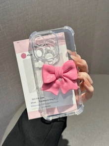 1pc Minimalist Cute Macaron Bow Stand Transparent Drop-Resistant/Anti-Drop Phone Case Suitable For IPhone 17/17 Air/17 Pro/17 Pro Max/16 Pro Max/16/16 Pro/16 Plus/15/15 Pro Max/15 Pro/11/12/13/14 Pro Max/11 Pro/11 Pro Max/12 Pro/12 Pro Max/13 Pro/13 Pro Max/14 Pro/14 Pro Max, Creative And Elegant - Clear - View 16