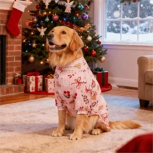 圣诞狗狗睡衣，搞笑圣诞狗狗服装，圣诞小狗睡衣，圣诞小狗衣服，狗狗毛衣，小狗圣诞礼物，狗狗服装，狗狗衣服，小型犬、中型犬、大型犬睡衣，超柔软有弹性，全身印花圣诞图案，S-6XL