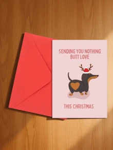 A Set Of Dachshund Illustration Christmas Cards (With Envelopes), Suitable For Family And Friends, 1 Card, Gift Card - Sets - View 7