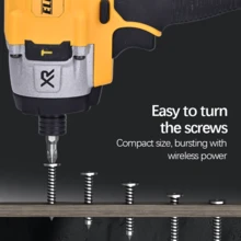Cordless Brushless Impact Screwdriver 20V – 0-2800 RPM High Torque Tool,  LED Light & Speed Control For Home Renovation & Handicrafts (Battery Excluded) - Yellow - View 6