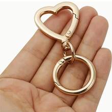 1pc/2pcs/3pcs Rotating Heart-Shaped Keychain Pendant, Zinc Alloy HeartKeyring, Metal Spring Clasp Keychain Accessories For DIY Crafts - Multicolor - View 1