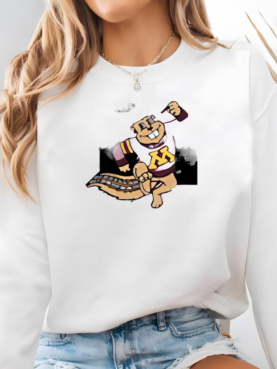 Official Licensed University Of Minnesota Cotton Quilting Fabrics-Minnesota Golden Gophers Buffalo Plaid Cotton Fabric Sold By The Yard Sweatshirt - 白色 - 查看 1