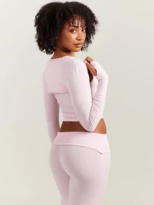 Women Long Sleeve Bolero Shrug Cropped Open Front Cardigan Jacket - Pink - View 6