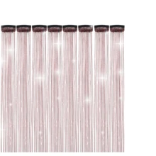 6pcs Shiny Hair Clips, 23.6 Inch Sequin Hair Extensions Clips, Heat Resistant Glitter Hair Accessories, For Women (Red) - Red - View 16