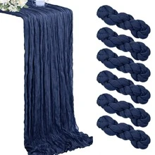 1/5/8pcs Navy Blue Pleated Table Runner, Cheesecloth Table Runner Folding Tablecloth, Festive Birthday Decor Wedding Decor Holiday Home Decor Party Room Table Decoration Dark Blue Table Cloth, Table Flag, Solid Color Table Cover, Birthday Decor Wedding Decor, New Year Decor, Party Favor