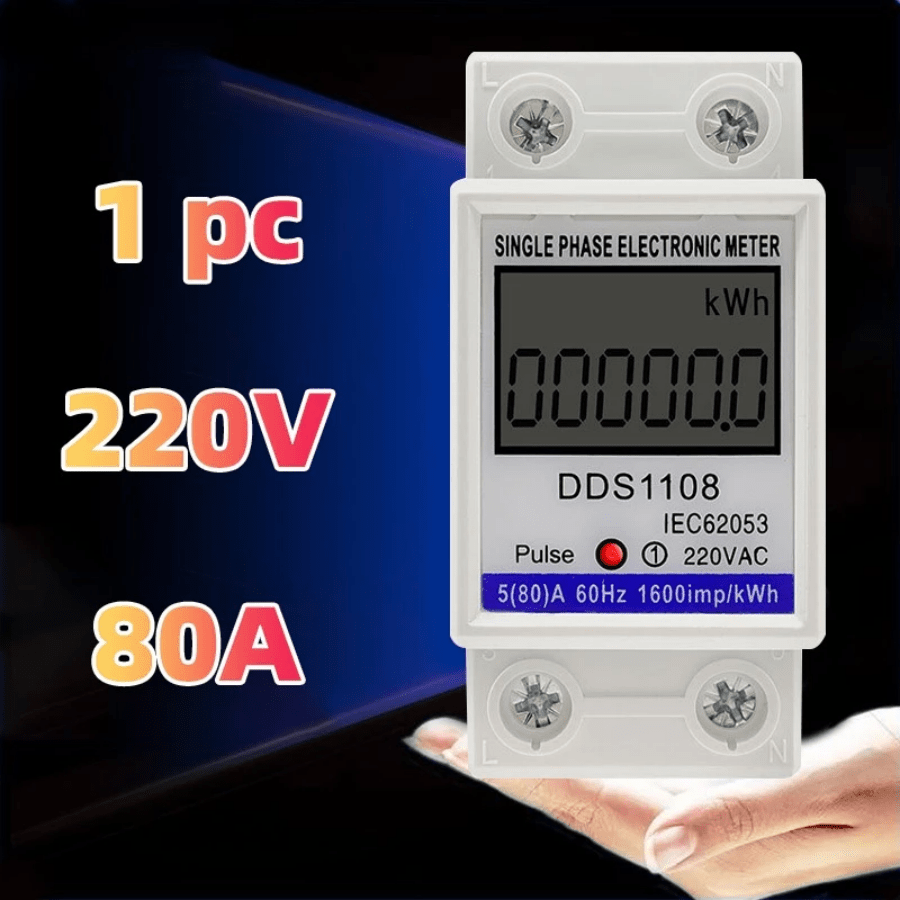 1 PCS Medidor de energia digital LCD monofásico 220V 80A