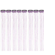 6个闪亮发夹，23.6英寸亮片接发夹套装，耐热闪光仙女发饰，适合女性（浅紫色） - 淡紫色 - 查看 16