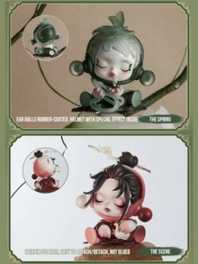 Pop Mart Labubu SKULLPANDA Ink Plum Series Blind Box Collectible Figures - 12 Regular Versions + 1 Hidden Version, Plum Blossom Shaped, 8cm Tall, Chinese Ink Painting Style, Flocked Hair, Water Transfer Printing, Magnetic Face Veil & Glow-In-The-Dark Effect, Flocked Texture, Limited Edition Hand-Painted Details, Home Decor, Collectible, Ideal Gift For Blind Box Fans, Anime Enthusiasts & Those Seeking Unique Presents. - Multicolor - View 10