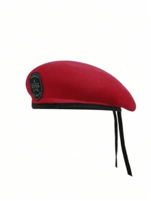 1 peça de chapéu militar masculino para uso externo com acabamento em couro, boina casual com proteção solar, tamanho ajustável, material 100% poliéster, adequado para todas as estações. - Boinas - Ver 14