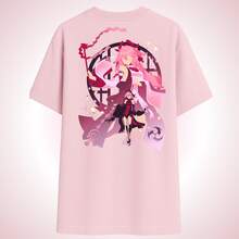 Camiseta Feminina Yae Miko  Vintage Camisa Jogo Rpg 100% Algodão