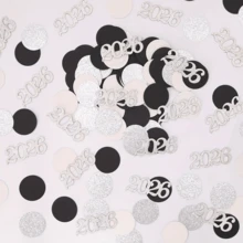 100颗2026闪亮银黑色五彩纸屑圆点和2026桌面装饰纸屑，适用于2026婚礼、周年纪念、毕业典礼、退休庆祝、圣诞节、新年、冬季餐桌、房间、礼物、散落装饰、派对用品 - 彩色 - 查看 6