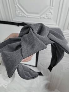 1pc Retro French Elegant Extra Large Grey Bow Headband Hair Accessory, Fashion Knotted Hair Clasp Hairband Versatile Head Hoop For Daily Use, Makeup, Hairstyling, Festivals, Valentine's Day Party, Gift,Hairband,Hair Hoop Headbands