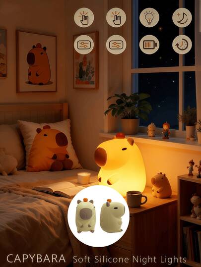 Interesting Glowing Capybara, You Can Gently Tap It To Adjust The Brightness, With Three Adjustable Brightness Levels, A Luxurious Silicone Night Light, USB Rechargeable, A Great Gift Suitable For Various Occasions! Christmas, A Must-Have Mood Light! -- Shining For Holidays, Parties, Camping Adventures, And Any Celebrations.