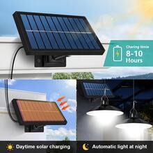 Solar Pendant Light, Solar Hanging Light, Outdoor Solar Powered Strong Floodlight, IP43 Waterproof, Rechargeable Indoor/Outdoor Floodlight, 2 Solar LED Bulbs, With Remote Control, Wall Mounted, Light Sensor, Plastic Sunshade, Garage Lighting, Smooth Pendant Light, Suitable For Walls, Doorways, Sheds, Barns, Garages, Gardens, Courtyards - FT-2309 - Xem 7