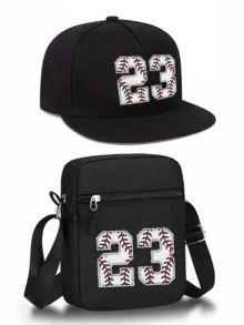 1件/2件装“永不放弃”字母图案印花Y2K街头风棒球帽及可调节斜挎包，男女通用户外运动帽和单肩包，送给自己和朋友的礼物