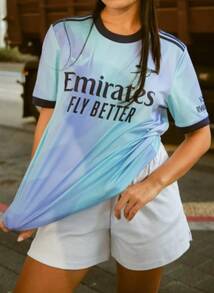 adidas originals SS24  系列款男士圓領字母短袖復古足球衣藍色 - 藍色 - 查看 4