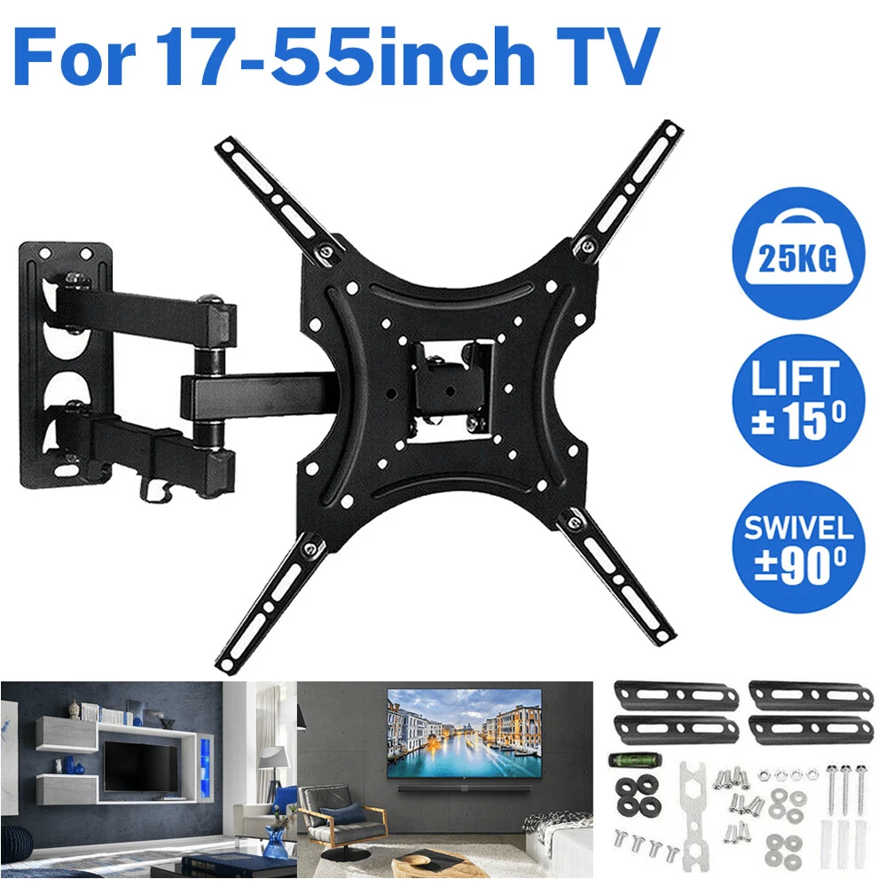 Lislark NEW 17-55 Inch TV Wall Mount, Wall Bracket For LCD And LED TVs, Swivel And Tiltable - 黑色 - 查看 1