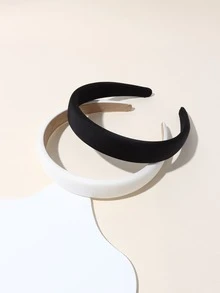 2pcs Simple Solid Color Hairband For Women, With Embroidery Design, Hair Accessories For Washing Face Or Tying Hair,Hairband,Hair Hoop Headbands