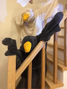 白色/黑色鹅绒睡衣,连体浴袍,柔软舒适,趣味十足,秋冬装,派对服饰,趣味鹅图案,情侣睡衣,大码,男女通用浴袍,送给家人、女孩、男孩、男士、女士的最佳礼物,节日/庆典礼物 - 彩色 - 查看 6