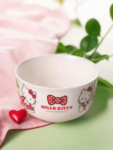 Ceramiczna głęboka miska premium z motywem Hello Kitty, idealna na śniadanie, lunch i kolację, stylowy i praktyczny design, odpowiednia do użytku domowego i biurowego, idealny prezent dla miłośników kotów, zwiększa rozpoznawalność produktu, popularny artykuł kuchenny