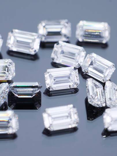 1 pieza de diamante de laboratorio esmeralda, 0,05 ct-0,3 ct. Color: D-E. Claridad: VS-VVS. Adecuado para la fabricación de joyas y regalos festivos.