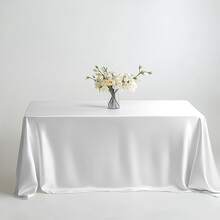 1Pc White Satin Tablecloth Square Wedding Banquet Table Cover For Party, Reception & Event Decor, Wrinkle-Resistant Fabric