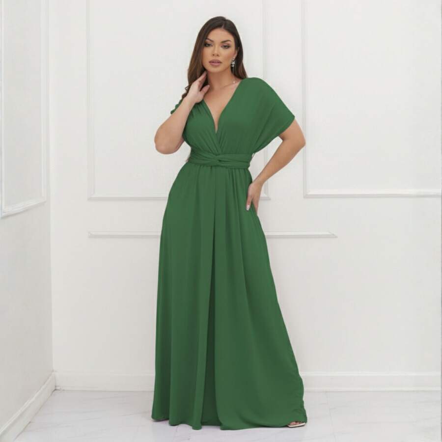 Women Dresses - Màu xanh lá cây đậm - Xem 1