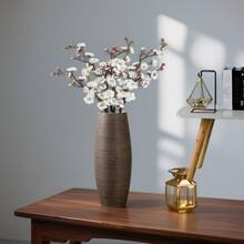 1支/3支/5支/6支/10支装 23.22英寸人造樱花、丝绸桃花、散装梅花带叶，适用于DIY花墙、场景装饰、客厅卧室花瓶摆设、婚礼、派对、桌面装饰、秋冬季落叶