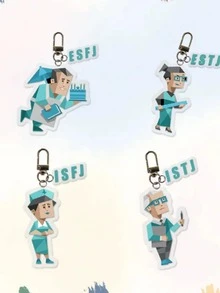 16款独一无二的MBTI人格类型个性化亚克力钥匙扣，16款MBTI人格类型配对钥匙扣，耳机盒挂件，亚克力包包挂饰，情侣背包挂件，配饰，独特礼物，可爱钥匙扣，包包挂饰，钥匙扣，节日礼物，生日礼物，意义非凡的礼物 - 彩色 - 查看 3